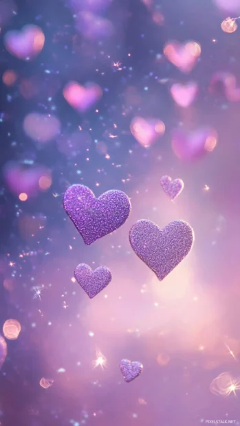 Minimal hearts and sparkles over a soft lavender backdrop.