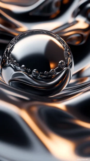 Minimalist Moving iPhone Wallpapers showing liquid metal spheres rolling smoothly.