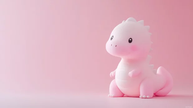 Minimalist baby dinosaur character in soft pastel tones, ideal for cute pc wallpapers.