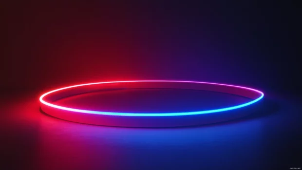 Minimalist cool neon beams slicing through darkness inspired by Vibrant neon lights desktop.