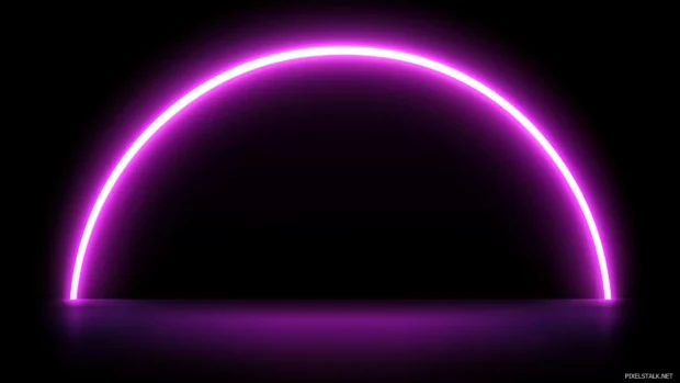 Minimalist glowing purple neon dots arranged in an elegant curve.