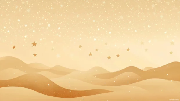 Minimalist hills fading under a canvas of golden stars, framing the elegance of pastel stars wallpaper aesthetic.