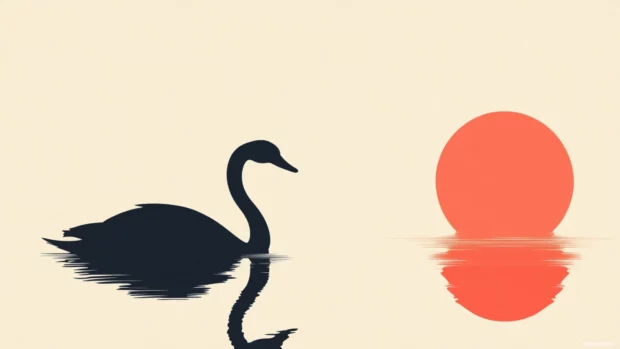 Minimalist rendering of Single swan, clean layout, 4K desktop background.