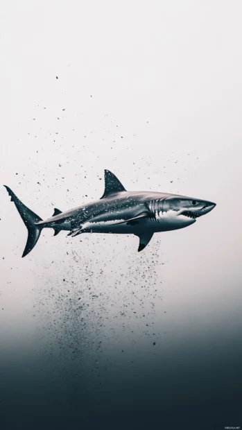 Minimalist shark iPhone wallpapers 4K with focus on fins and motion blur.