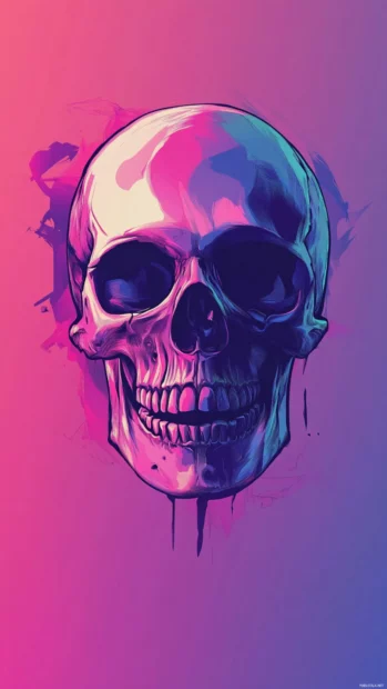 Minimalist skull wallpaper 4K in soft gradients and matte texture.