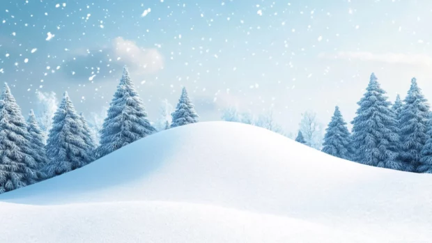 Minimalist snow covered hills, ideal snow scenery PC background in.