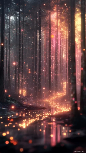Misty pulses of light dancing gently through a glowing animated trippy realm.