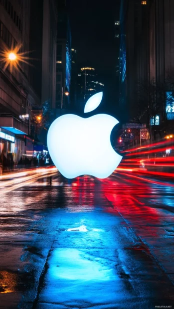 Modern Apple iPhone Wallpapers using dynamic Apple logo light trails.