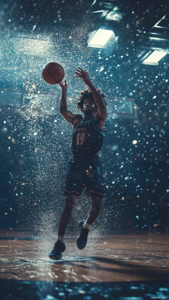 Moody basketball aesthetic captured with analog photography feel.