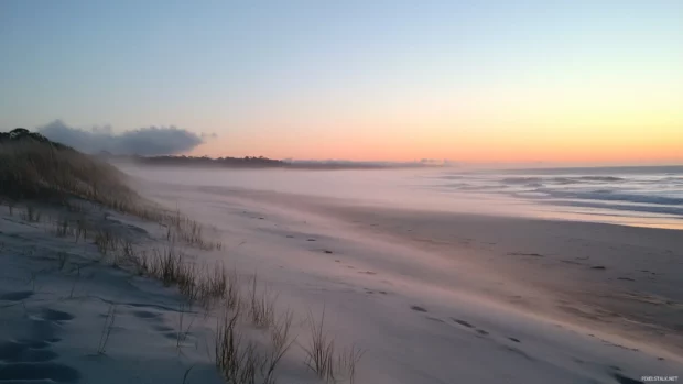 Morning mist rising above the endless Beautifull Ocean.
