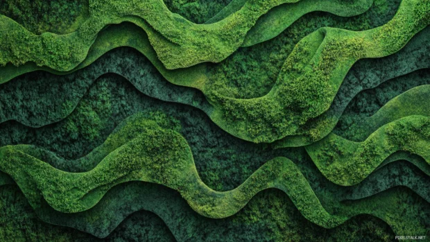 Moss green Desktop Lock screen presenting organic, calm patterns.