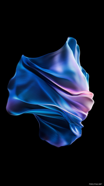 Moving Android lock screen wallpapers using iridescent waves over a matte black base.