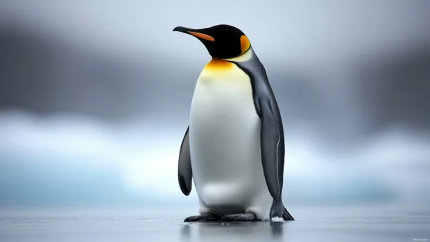 Moving Animals Wallpapers capturing penguins waddling and sliding on icy landscapes.