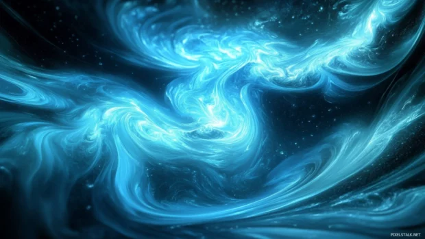 Moving Desktop Wallpapers featuring glowing neon waves flowing smoothly across the screen.
