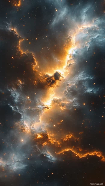 Moving Wallpapers for Android with glowing nebula clouds drifting in cosmic space.
