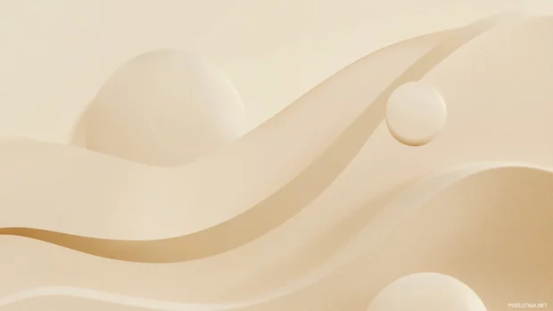 Muted beige Desktop Lock screen featuring minimalist abstract shapes.
