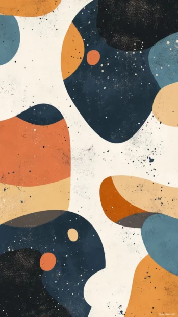 Muted groovy shapes creating seamless retro aesthetic collage.