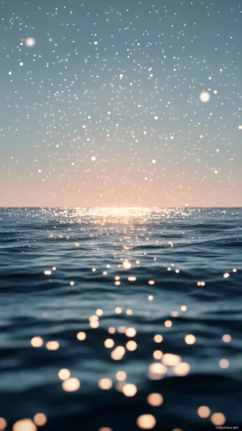 Muted oceans shimmering with soft star reflections, framing the elegance of vintage aesthetic star wallpaper.