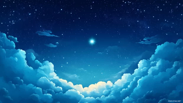 Night sky with one star centered in empty space, elegant and modern look.