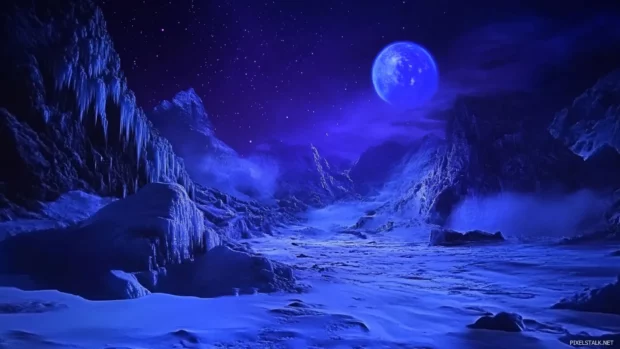Northern lights shimmering across an icy landscape.