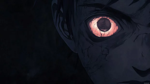 Obito with half of his face masked in darkness.