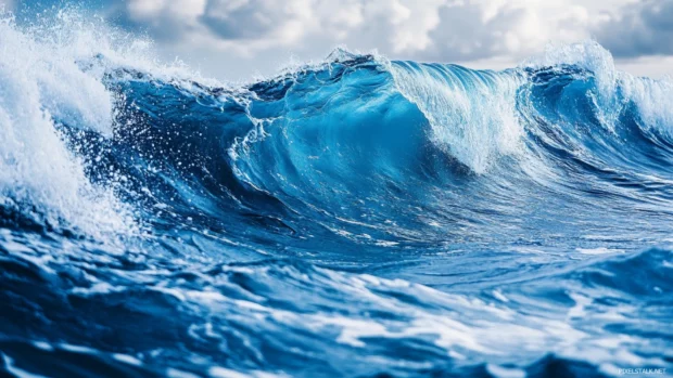 Ocean blue Desktop Lock screen designed with smooth waves and curves.