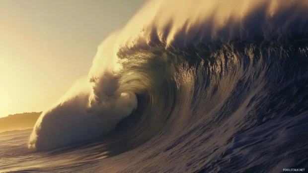 Ocean wave crashing in slow motion, ideal for PC wallpapers 1920x1080 HD nature scenes.