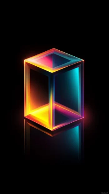 Optical illusion design with reflective symmetry, glowing edges and shadows for Trippy iPhone Wallpapers.