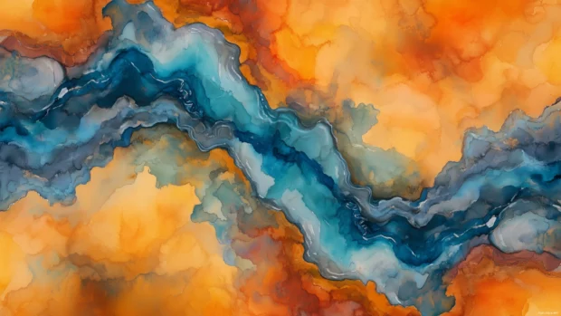 Orange watercolor background with warm, vivid hues.