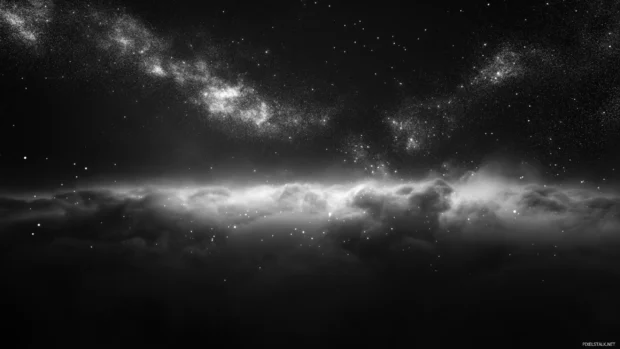 Pale horizons blurred under black starry clouds.
