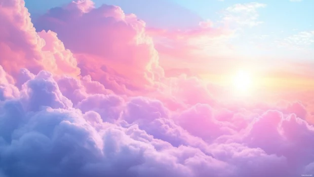 Pastel clouds illuminated by Pretty Sunset light, Pastel sunset wallpaper.