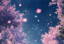 Pastel gardens breathing under sleepy galaxies, awakening dreams within romantic soft starlight wallpaper.