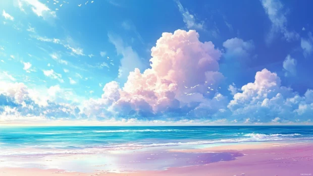 Pastel ocean wallpaper, Pastel clouds above tranquil Pretty Ocean view.