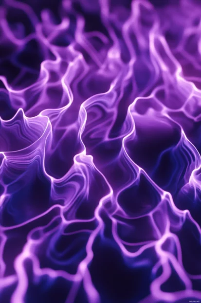 Pastel purple neon wallpaper, Wavy pastel purple lines forming abstract neon background.