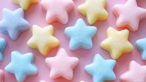Pastel shooting stars carrying sweet wishes.