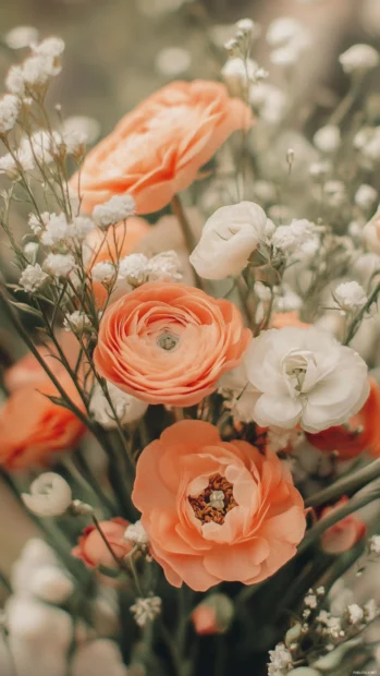 Pastel summer iphone wallpapers collection featuring delicate flowers and light texture patterns.