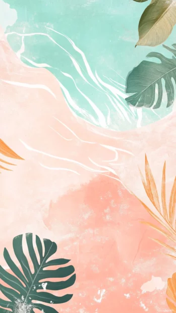 Pastel summer layouts combining soft colored waves, cute tropical plants, and minimal lines for an airy vibe.