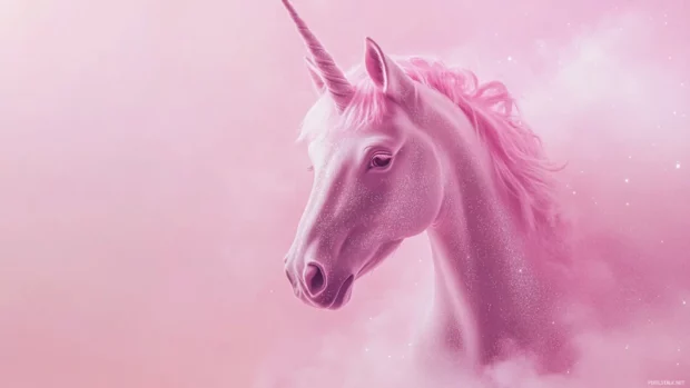 Pastel unicorn with sparkles in a minimal composition, ideal for girls HD aesthetic desktop wallpapers.