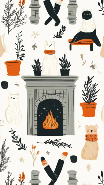 Pattern of aesthetic ghosts in turtlenecks and warm socks floating past fireplaces.