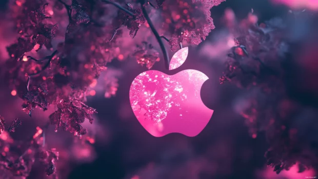 Pink Apple Wallpapers aesthetic design glowing Apple logo vibrant pink tones stylish look.