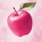 Pink Apple wallpaper crafted for iPhone with artistic brush effects.