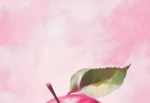 Pink Apple wallpaper crafted for iPhone with artistic brush effects.