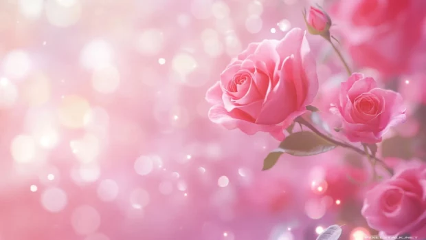 Pink rose cluster with bokeh.