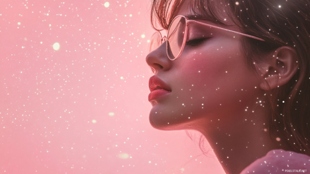 Pink starry galaxy with subtle sparkles, trending dreamy backgrounds for PC setups.