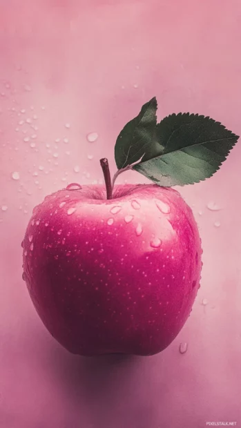 Pink toned Apple wallpaper on iPhone lock screen with a modern twist.