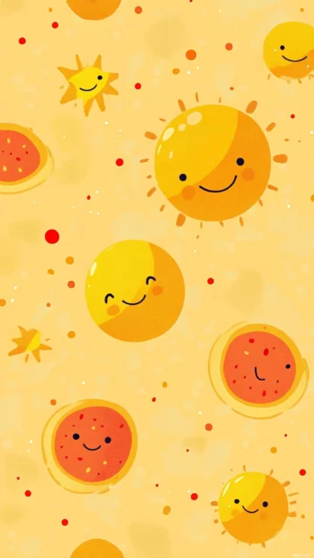 Playful Summer Wallpapers filled with tiny watermelon slices and smiley suns.