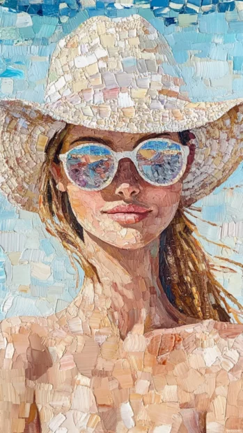 Preppy Summer beauty brought to life with beach hats and seashell mosaics.