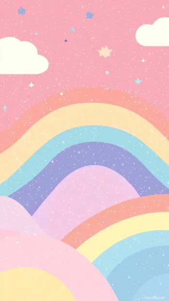 Preppy Summer feeling with pastel rainbows and gentle breeze elements.