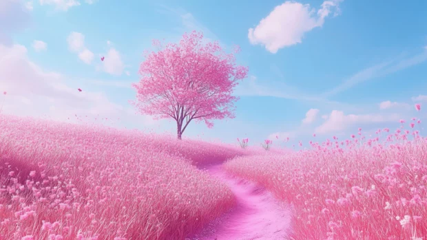 Pretty Flower Wallpaper, Pretty Flower in beautiful pastel field under blue sky.