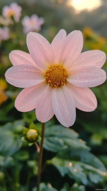 Pretty Flower bathed in pastel morning mist inspired by Pastel flower field wallpaper.